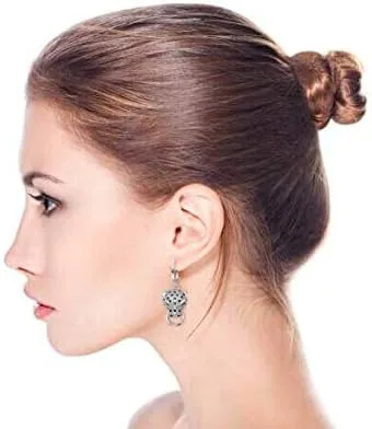 Vista 5 de Estate Art Deco Style Animal Spotted Black White Cat Green Eye Cubic Zirconia CZ Panther Earrings Pendant Necklace Cocktail Jewelry Set For Women