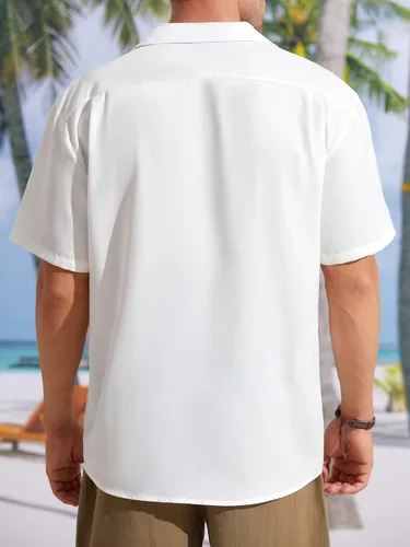 Vista 6 de Hardaddy Camisa hawaiana para hombre, manga corta, estampado de coco, con botones, para verano, playa, casual