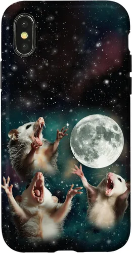 Vista 5 de Three Possum Moon 3 Opossum Funny Weird Cursed Meme Case para iPhone 17