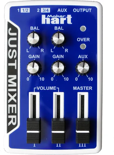 Vista 6 de JUST MIXER mezclador de audio/DJ - Mezclador de audio de bolsillo portátil alimentado por batería/USB con 3 canales estéreo (3.5mm) más interruptor