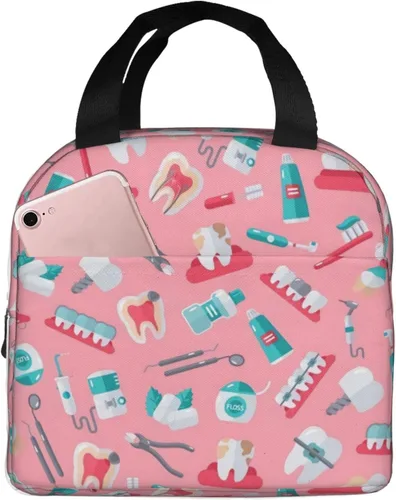 Vista 11 de Bolsa de Almuerzo Higienista Dental Lonchera para Mujeres y Hombres Bolsa de Picnic Aislada Enfriador Térmico Bolsa Tote Linda para Trabajo Camping