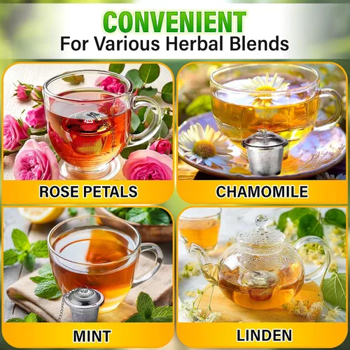 Vista 7 de Conjunto de 1 infusor de té grande, 2 infusores pequeños y cuchara con clip para bolsa - Infusor de acero inoxidable para té de hojas sueltas