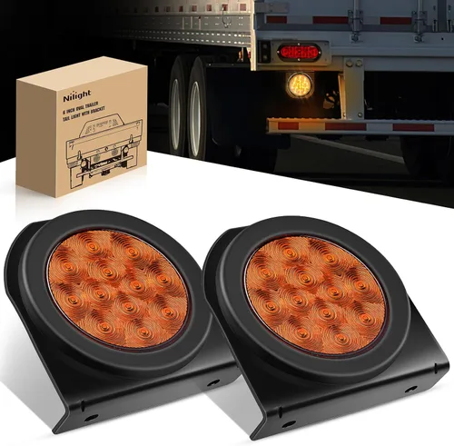 Vista 31 de Nilight Luces traseras para remolque, 2 unidades, 4 pulgadas, redondas, 12 LED, ámbar, cromado, marco, marcador, señal de giro, luz trasera