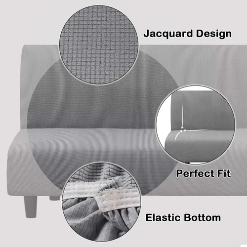 Vista 3 de Turquoize Funda elástica para futón, funda de sofá sin brazos, funda para sofá cama, funda de sofá futón, protector de muebles con parte inferior