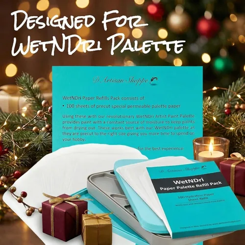 Vista 3 de WetNDri Papel de Paleta Desechable para Pintura Acrílica. Paquete de Recambio de 100 Piezas de Papel de Paleta para Paleta Húmeda para Pintar