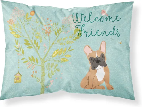 Vista 64 de Caroline's Treasures BB7625PILLOWCASE - Funda de almohada decorativa de tela con texto en inglés "Welcome Friends" Airedale Terrier estándar