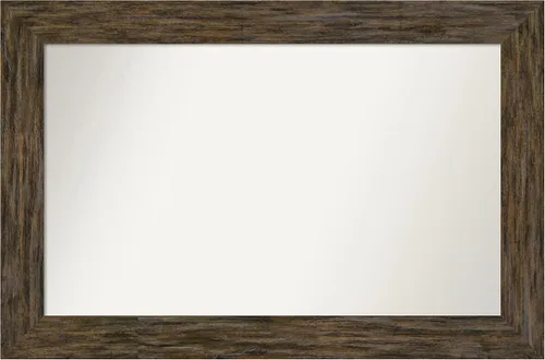 Vista 79 de Amanti Art Espejo personalizado, espejo de baño marrón Fencepost, espejo de pared o espejo de tocador de baño sobre el fregadero (27 x 27 pulgadas)
