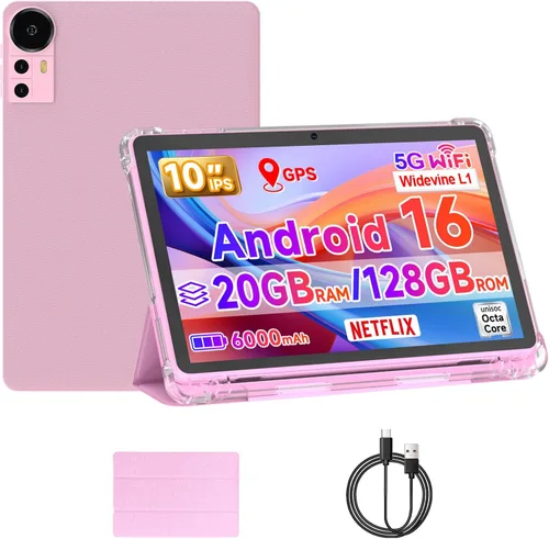 Vista 8 de Tableta de 10 pulgadas Android 15 Tablets con estuche 20GB (4+16) RAM+128GB ROM, 6000mah Batería 10 en Android Tableta, 2MP+8MP Cámara dual 10.1