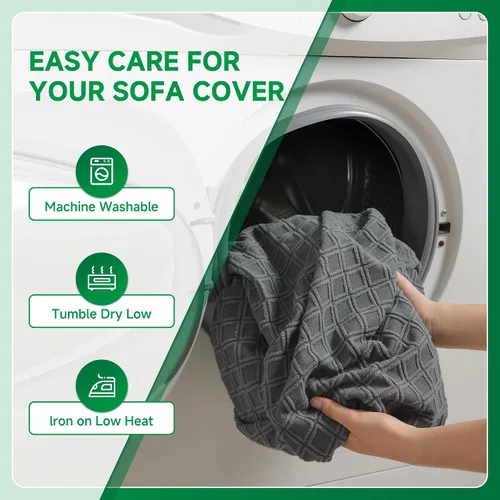 Vista 7 de OHSIO Funda para sofá, funda elástica para sofá, fundas de cojín de asiento suave, lavable, funda de sofá modular en forma de L, resistente al Gris