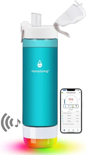 Vista 3 de Botella de agua inteligente con recordatorio para beber agua, luces y sonido, rastreador de ingesta de agua, recargable, plástico Tritan, botella