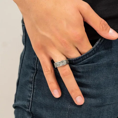 Vista 2 de 925 Sterlng Silver Handmade Engraved Ring for Men, Elegant Silver Band Rings for Women and Men, Wedding Rings for Men, Perfect gift for Special