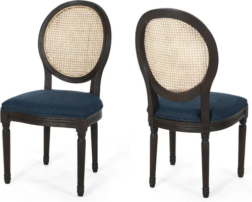 Vista 7 de GDFStudio Sillas de comedor de madera con cojines (juego de 2), beige, natural y negro