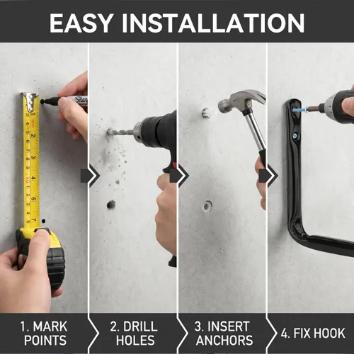 Vista 6 de Ganchos de almacenamiento de garaje, perchas de utilidad en J resistentes para montaje en pared