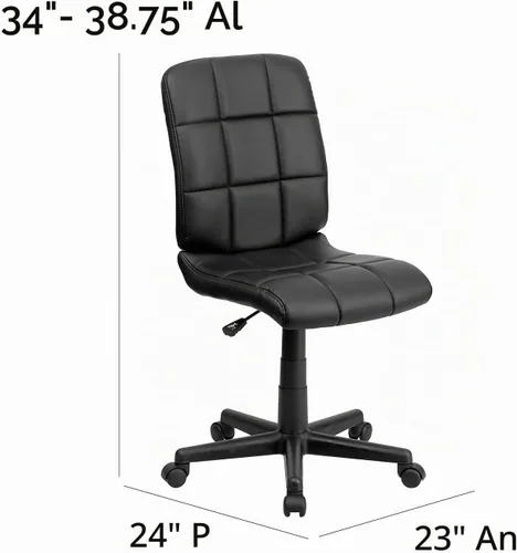 Vista 3 de Flash Furniture - Silla giratoria de respaldo medio de vinilo, acolchada, color negro