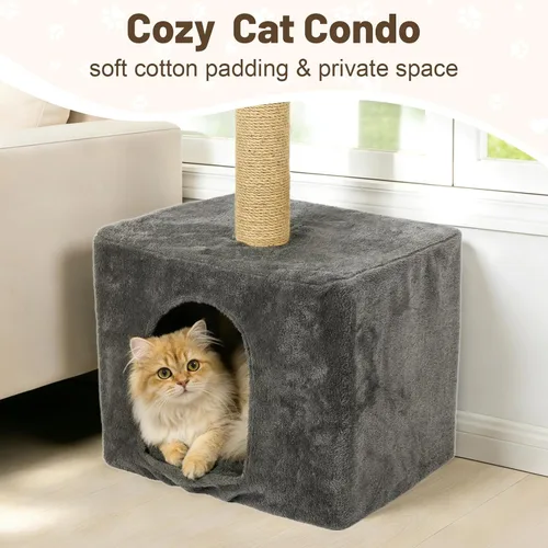 Vista 2 de XiaZ Percha para ventana para gatos con poste rascador alto, hamaca de ventana para gatos de 58 pulgadas con condominio para gatos, poste rascador