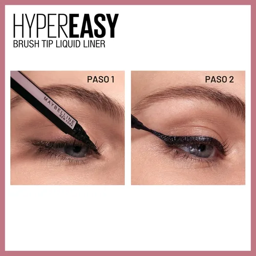 Vista 6 de Maybelline Hyper Easy - Delineador líquido de ojos, acabado satinado, fórmula a prueba de agua, delineador de ojos, Pitch Black, 0.018 Fl.oz.