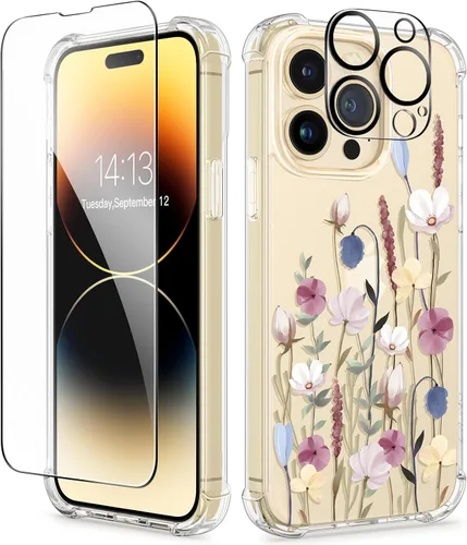 Vista 163 de GVIEWIN - Funda para iPhone 11 con protector de pantalla + protector de lente de cámara, cubierta protectora transparente suave de poliuretano