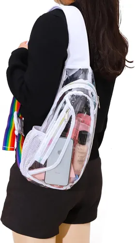 Vista 6 de Edraco Bolsa transparente aprobada para estadios, bolsa transparente en el pecho para senderismo, estadio o conciertos