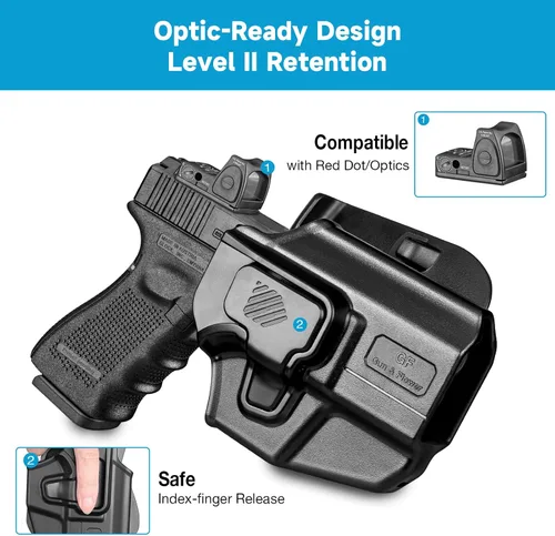 Vista 4 de Funda universal para pistolas compactas y subcompactas, corte óptico, compatible con Glock 19/43/43X MOS, Sig P365 XMacro, M&P Shield Plus, PSA