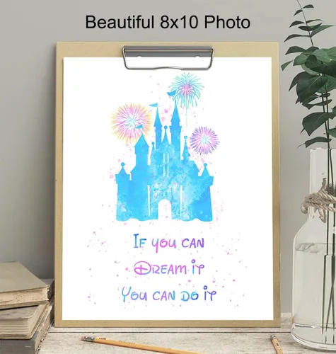 Vista 4 de World Castle - Juego de decoración de pared con cita inspiradora, decoración motivacional de habitación, póster impreso para dormitorio de niños
