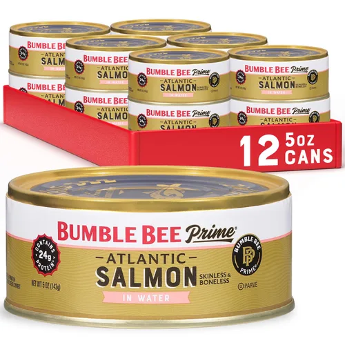 Vista 7 de Bumble Bee Prime Atlantic Salmon, lata de 5 onzas - Salmón Premium - 24g de proteína por porción - Sin Gluten y Kosher