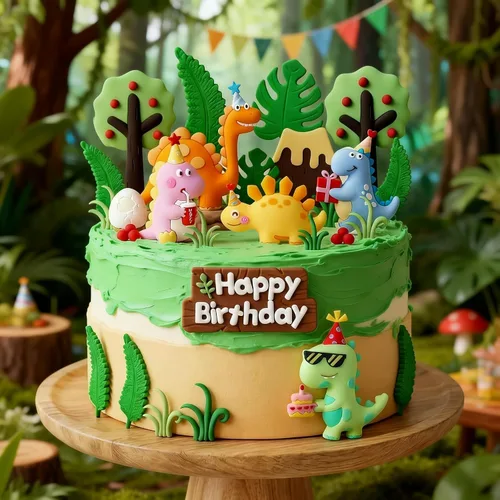 Vista 5 de Decoración de pastel de dinosaurio para tartas de cumpleaños