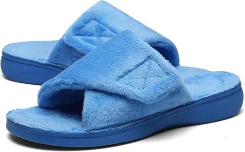 Vista 9 de SOLLBEAM - Pantuflas ortopédicas para mujer con soporte de arco para fascitis plantar, ajustables, con copa para el talón, acogedoras, para damas