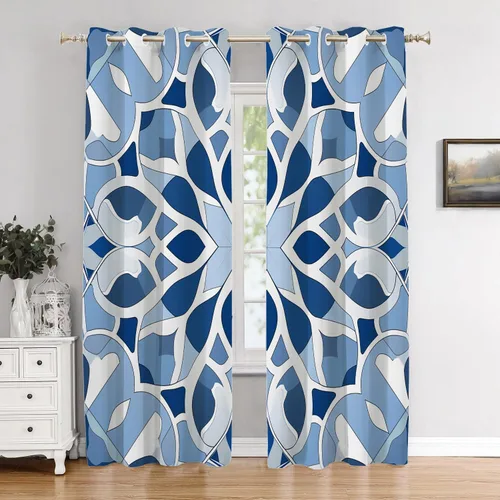 Vista 37 de Cortinas opacas de poliéster multicapa marrón con diseño de bosque natural, 2 unidades, 26 x 24 pulgadas