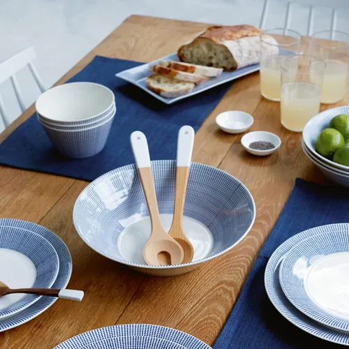 Vista 2 de Royal Doulton Pacific Dots Set de vajilla de porcelana., plato de ensalada 23 cm, Azul