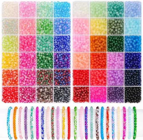 Vista 15 de 1440 piezas de cuentas redondas de acrílico mate de 6 mm de color caramelo, 24 colores surtidos de cuentas de chicle de plástico con agujero Juego