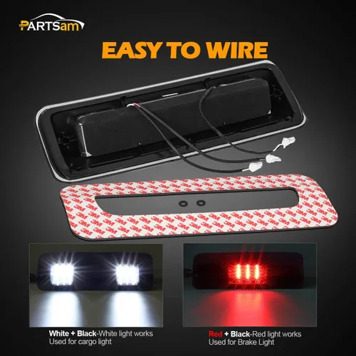 Vista 4 de Partsam Luz de freno de montaje alto 3ª tercera luz de freno de repuesto para Ford F150 F-150 2004 2005 2006 2007 2008 LED ahumada trasera cabina