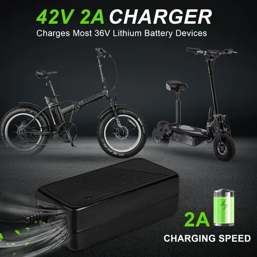 Vista 2 de Cargador de 42V 2A, cargador de batería de 36V para batería 10S Ebike, carga rápida eficiente, protección de seguridad múltiple, cargador rápido