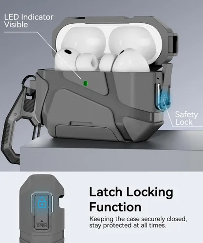 Vista 3 de Funda para AirPods Pro 3ra Generación (2025 Nuevo), Diseño de Bloqueo Seguro y Soporte para Teléfono Compatible con Airpods Pro 3ra Generación Funda