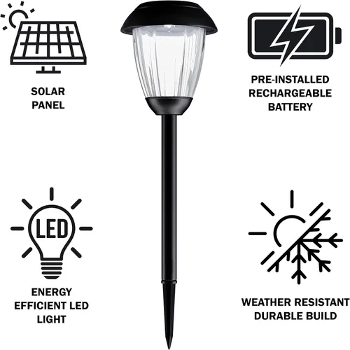 Vista 3 de Pure Garden Luces solares para camino, juego de 8 a 16 pulgadas de alto de acero inoxidable para exteriores, iluminación para jardín, paisaje
