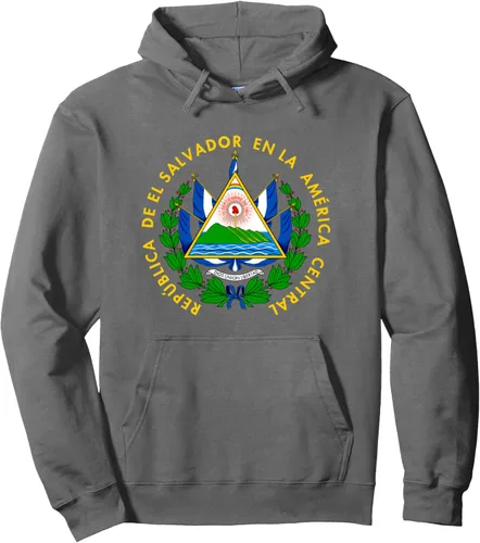 Vista 8 de Sudadera con capucha con diseño de emblema de la bandera de El Salvador