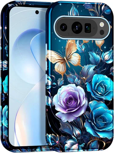 Vista 35 de Btscase Funda para Google Pixel 9 Pro 2024 [grado militar a prueba de golpes] elegante patrón de mármol delgado protector 3 capas de policarbonato