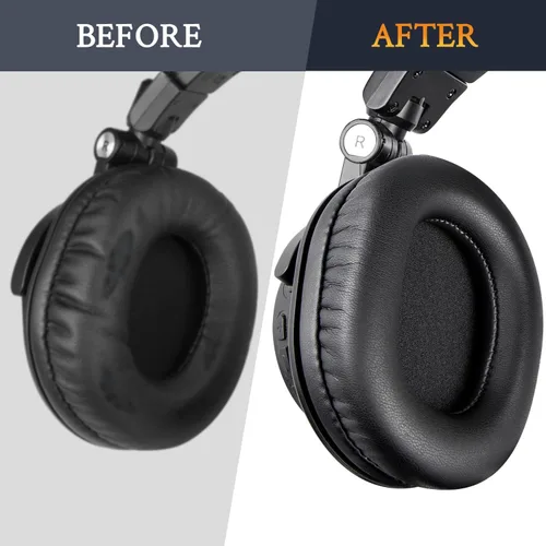 Vista 6 de SOULWIT Almohadillas de repuesto para auriculares de monitor Audio Technica ATH M50X M50XBT M50RD M40X M30X M20X MSR7 SX1, almohadillas con piel