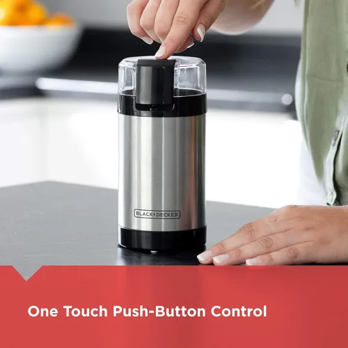 Vista 12 de BLACK+DECKER Molinillo de café One Touch, capacidad de grano de café de 2/3 tazas, molinillo de especias, control de botón de un solo toque, 150