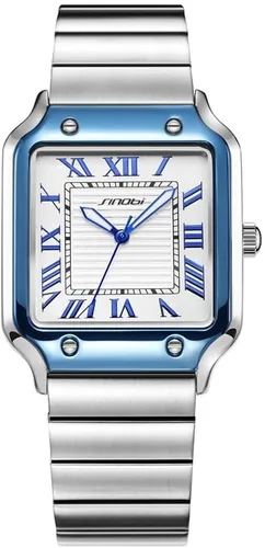 Vista 9 de Relojes cuadrados clásicos para hombre con números romanos reloj casual Casual Watch Plateado