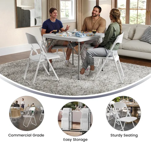 Vista 6 de Flash Furniture HERCULES Series - Silla plegable de plástico blanco