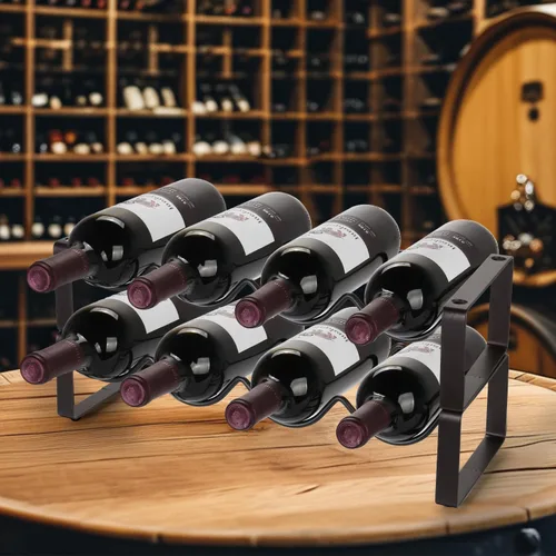 Vista 7 de Carperipher Estante apilable para vino, 8 botellas de 2 niveles, soporte y almacenamiento para botellas, soporte para botellas de vino de metal