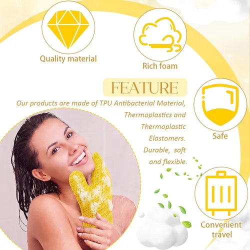 Vista 5 de Karenhi 2 Pcs Honeycomb Exfoliating Glove Set Exfoliating Bath Mitt Honeycomb Face and Body Scrubber Shower Mitt for Cleaning Body Shower Face Skin