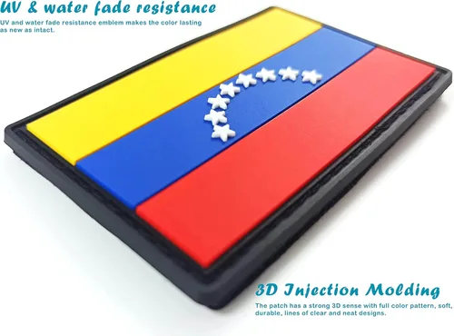 Vista 4 de JBCD Parche táctico venezolano con bandera de Venezuela, parche de cierre de gancho y bucle de goma de PVC, paquete de 2