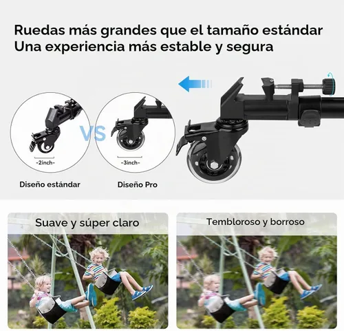 Vista 3 de SmallRig Carrito/Dolly Universal para Trípode de Fotografía, Resistente con Ruedas de Goma de 3", Patas Ajustables y Bolsa de Transporte, Capacidad