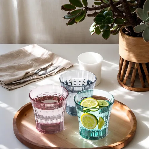 Vista 6 de AVLA Paquete de 12 vasos de agua de plástico, vasos de acrílico irrompibles de 10 onzas, vaso de vino de jugo reutilizable transparente, sin BPA