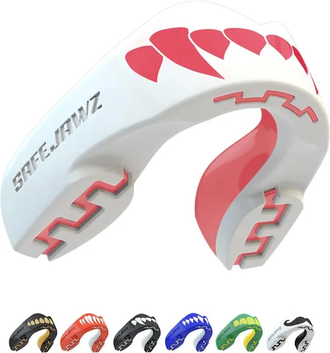 Vista 21 de SAFEJAWZ American Flag Mouth Guard, Youth Dual Layer Mouthguard with Case Bandera estadounidense