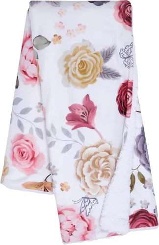 Vista 10 de Lambs & Ivy Manta de bebé botánica acuarela floral rosa polar bebé