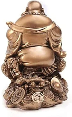 Vista 3 de Arte abstracto moderno que decora la escultura de la estatua, adornos de decoración del hogar Feng Shui Buda riendo, riqueza que ríe Buda sentado