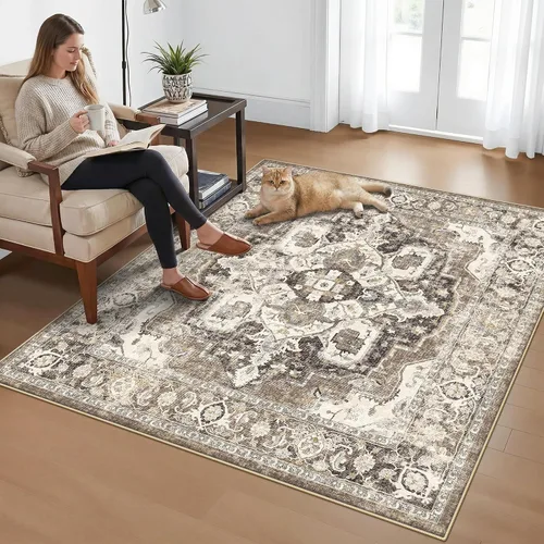 Vista 10 de YOUFORTONG Alfombra Lavable de 2 x 3 Pulgadas para Entrada: Alfombra Antideslizante Vintage para Interiores con Respaldo de Goma para Sala de Estar