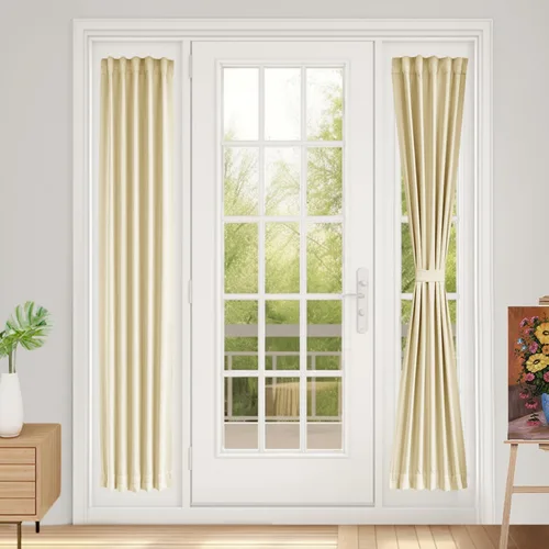 Vista 119 de Vatge Cortinas laterales autoadhesivas para puertas de cristal, sin taladro, extraíble, panel de filtrado de luz, 1 panel, 12 pulgadas de ancho x 60